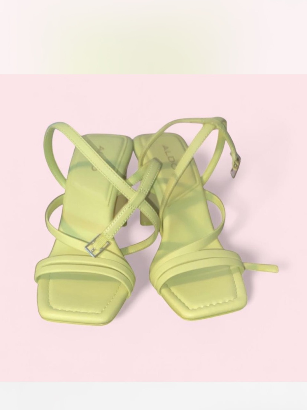 ALDO Neon Lime Strappy Square-Toe Heels